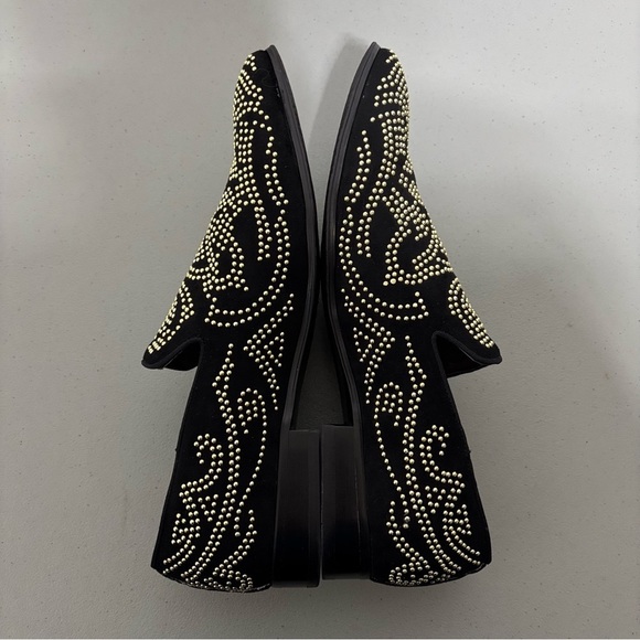 Asher Green Black Gold Studded Smoking Dress Loafers Size 13 Suede Leather main image 9
